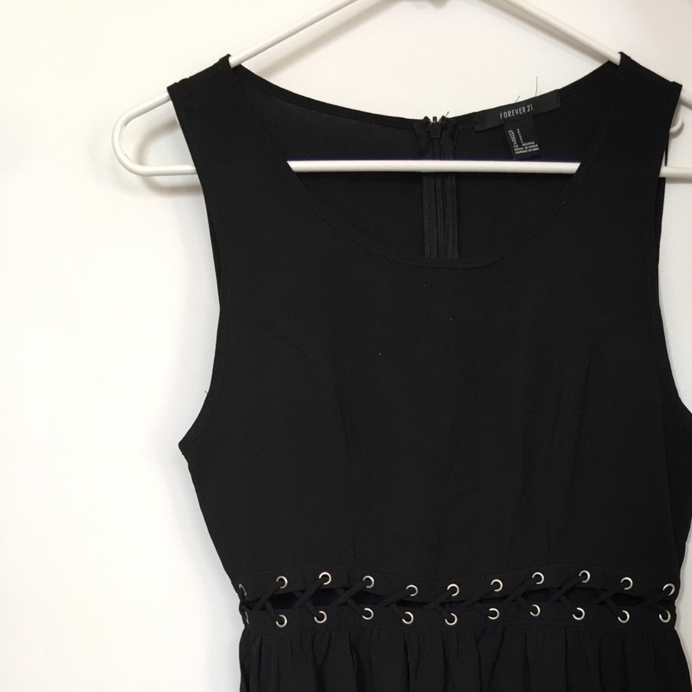 Black Forever 21 Dress with Lace-up Waist Detail